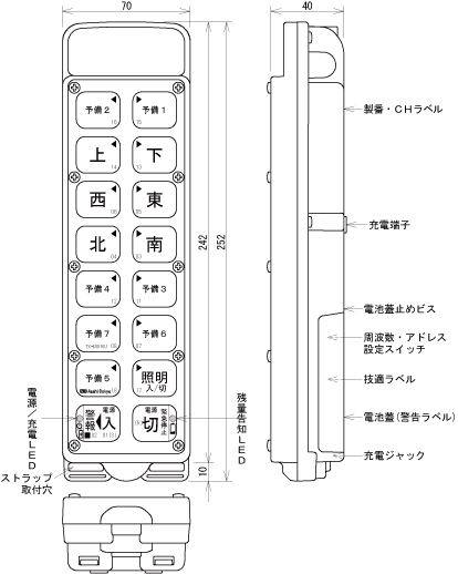ミッドケーブレス60000送信機外形図